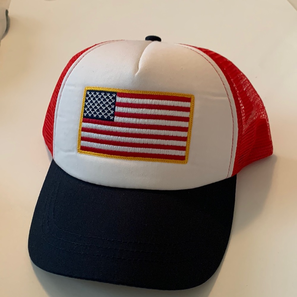 💚New American Flag Red white and blue hat mesh back with‎ snapback